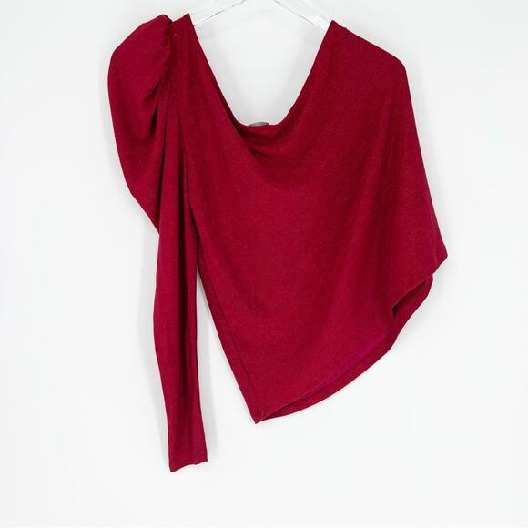 NWT Eloquii Lurex Stretch One Shoulder Top 14/16 Red - Picture 3 of 8
